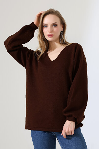 Devinka Women's V-Neck Casual Oversized Soft Knitwear Sweater