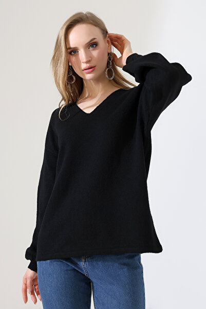Devinka Women's V-Neck Casual Oversized Soft Knitwear Sweater