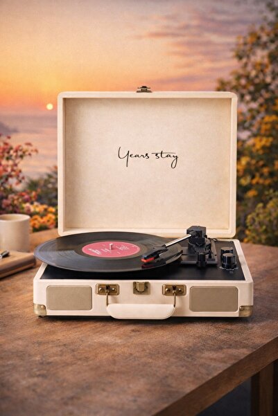 Cosfer Years Stay Krem Elektrikli Plak Çalar – Bluetooth Özellikli (220V)