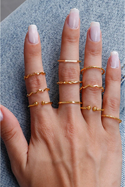 Ervalina 10'lu Yüzük Set Altın Rengi