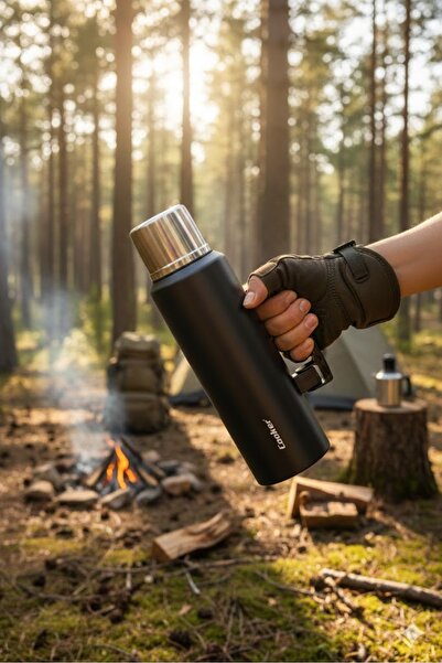 VENETTO 1 Liter Double Wall Steel Thermos -24 Hours Hot, 48 Hours Cold (Campi...