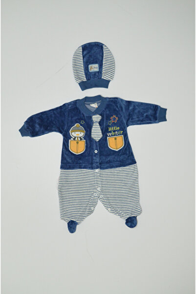 Baby Slon Kids Clup Kışlık kadife pengue nakışlı şapkalı full çıtçıt kapamalı...