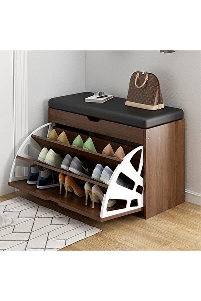 Generic Shoe organizer bench with hidden shelves for storing leather shoes, 6...