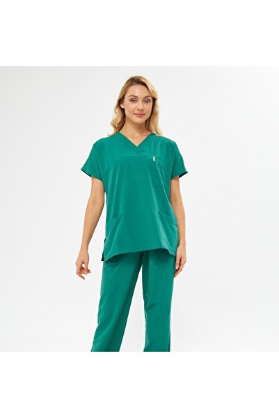 emrmadenietiket Medical Nurse Uniform Set - Short Sleeve - V-Neck Scrub Hospi...