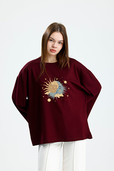 VOICTEC Oversized Modal Fabric Printed Sweatshirt