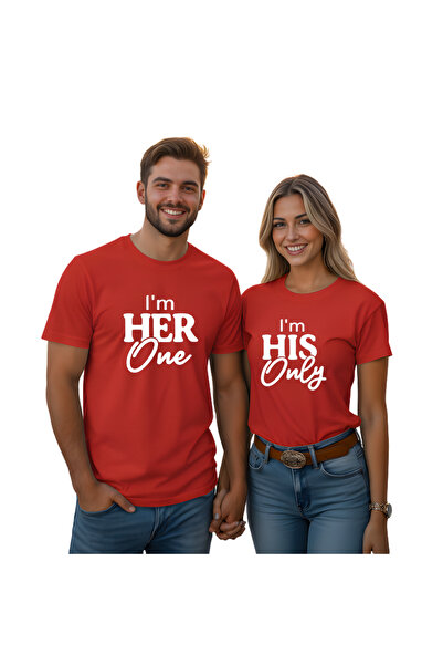 PRINTSHOP4ME Valentine's Day Couple T-Shirts – Matching Round Neck Short Slee...