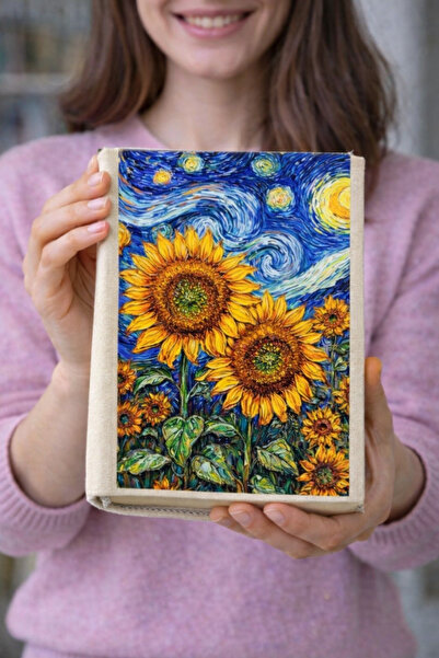 HG Home&Game Van Gogh Sunflower Pattern Cloth Book Cover – Printed Fabric Boo...