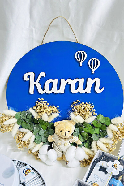 RetroLazer Ayıcıklı Bebek Odası Pleksi Kapı Süsü İsimlik Makrome 30x30 cm