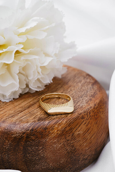 ByFlorya Jewelry Vip Striped Plate Ring Free Size Adjustable Front Size