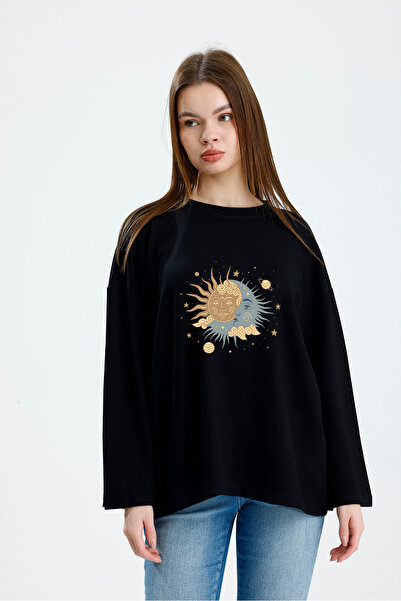 VOICTEC Oversized Modal Fabric Printed Sweatshirt