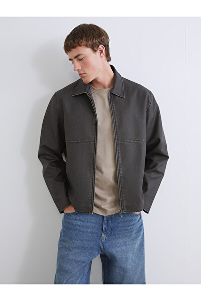 LC Waikiki Black Standard Fit Men's Leather Look Coat