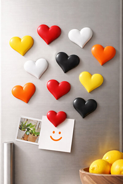 MurayTekno 10’lu Set Kalp Şeklinde Renkli Buzdolabı Magneti – Dekoratif Güçlü...