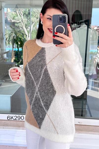 İnce Topuk Baklava Pattern Knitwear Blouse 6K290