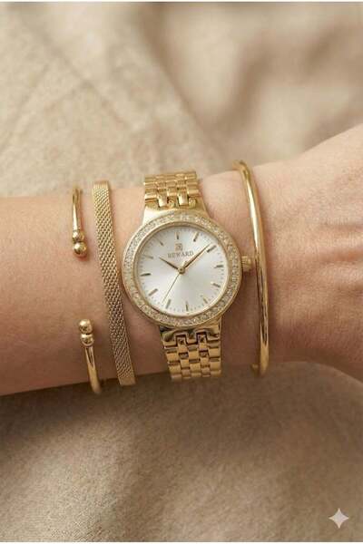 Reward Kadın Kol Saati | 22 mm Gold Renk Çelik Kasa, Mineral Cam, Zarif Tasarım