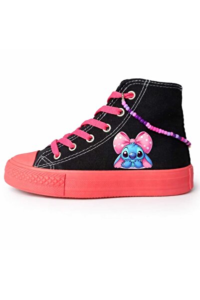 amazoondesing Eyes Kedicik Printed Black Pink Sole Girls' Sports Shoes and Sn...