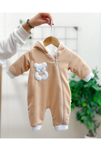 hümabebe بدلة شتوية من القطيفة الناعمة مع تفاصيل دب تيدي وسحاب داخلي للارتداء...