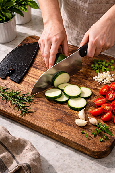 seymenbıçakçılık Sürmene El Yapımı Almazan El Yapımı Şef Bıçağı | Deri Kılıfl...