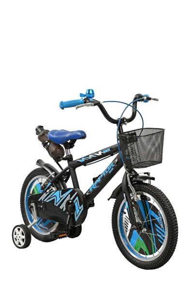 raptor bike 16 jant bisiklet mavi suluklu demir sepet zil jant kapaklı full k...