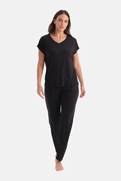 Dagi V-Neck Sirovi̇skon T-Shirt Pants Set