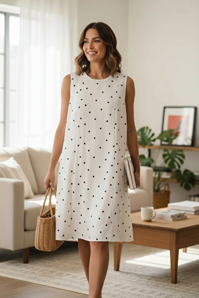 RANDOM Kadın Puantiyeli Kolsuz Elbise