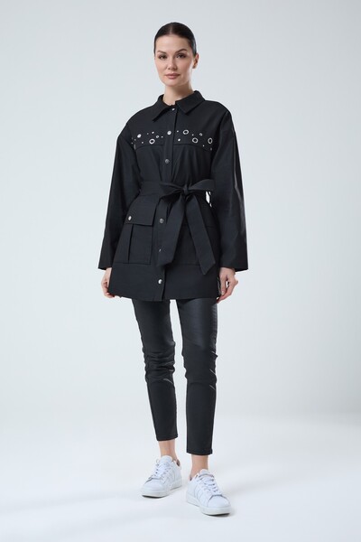 Jupe Kadın Metal Kuşgözü Detaylı Trençkot 9294