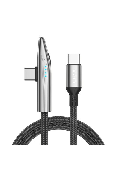 LivX Metro 240W 90° Açılı 1.8 Metre Type-C to Type-C Hızlı Şarj Oyuncu Kablos...
