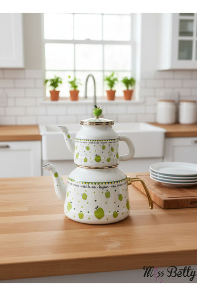 YONCA ART CONCEPT MİSS BETTY MARKA PASLANMAZ EMAYE ELMA - DETAYLI ŞIK ÇAYDANL...