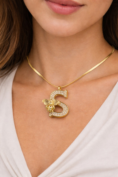 charmove ile kendinizi şımartın 14K altın Renginde İtalyan Zincirli S Harfli ...
