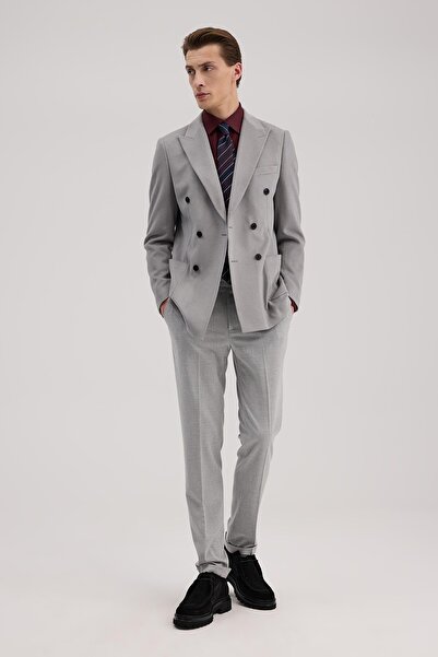 Jakamen Сиво сако с тясна кройка и едноредно закопчаване