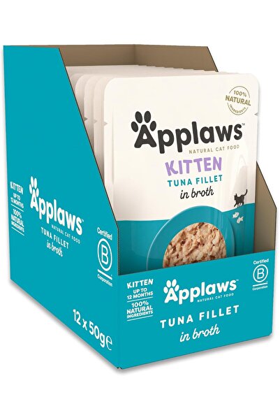 Applaws أكياس تونة صغيرة في مرق ٥٠ غرام، عبوة من ١٢ قطعة