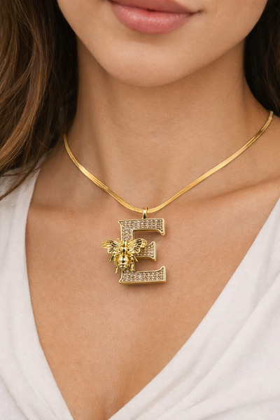 charmove ile kendinizi şımartın 14K altın Renginde İtalyan Zincirli E Harfli ...