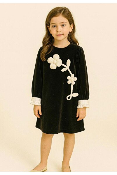 Emilakids Girl's Long Sleeve Velvet Dress