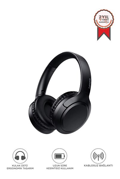 LENOVO Bluetooth Kulaklık Kulak Üstü Kablosuz Kulaklık TH53 Siyah