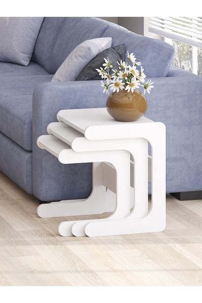 Mbes Mobilya 3`lü Zigon Sehba BEYAZ