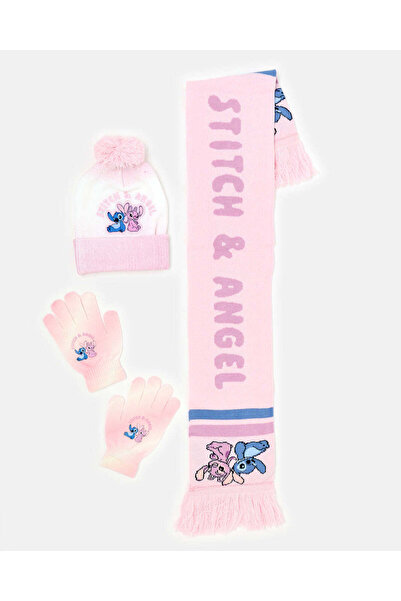 REDTAG Girls Pink Stitch Print Scarf Set (3 Piece)