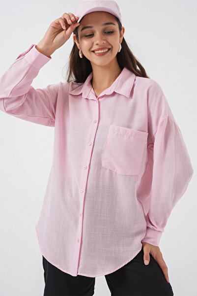 Hiccup Bdart Basic Shirt with Pocket Detail in Linen Blend