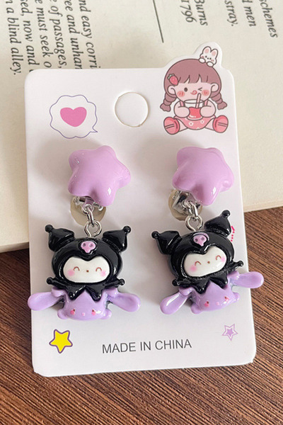 Çocuk Küpesi Delim Gerektirmeyen Klipsli Sanrio Tasarım Kuromi Hello Kitty Melodi Küpeler