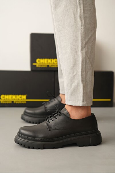 Lucy Shoes Ch2439 Chase-C Men's Casual Lace-Up Leather Classic Shoes Cst - Black