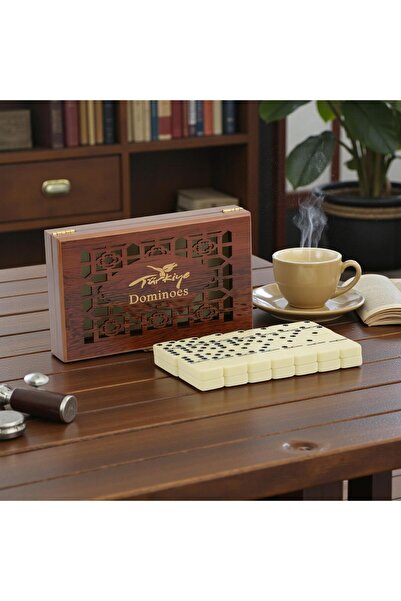 ELSELİFE Premium Domino Set with Turkey Logo in Luxury Wooden Box, 28 Pieces,...