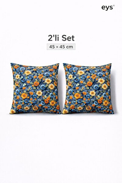 Eys Dijital Baskılı Çift Taraflı Pamuklu Kırlent Kılıfı – Gizli Fermuarlı, As...