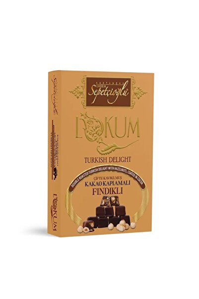 Sepetçioğlu حلوى لوكوم مزدوجة المحمصة مع الجوز ومغطاة بالكاكاو 200 جرام
