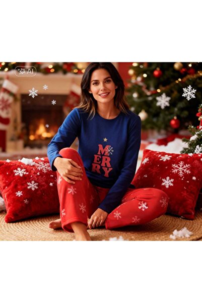 NiCe İç Giyim Costum de pijama moale de iarnă din POLAR, cu imprimeu text ves...