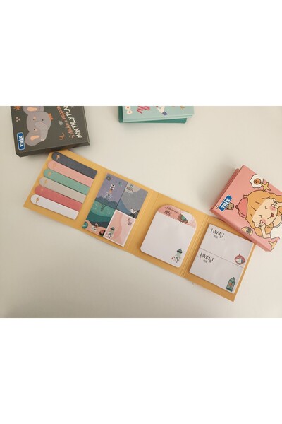Kapudan مجموعة أوراق ملاحظات لاصقة ملونة ذات غطاء قابل للطي من Postit
