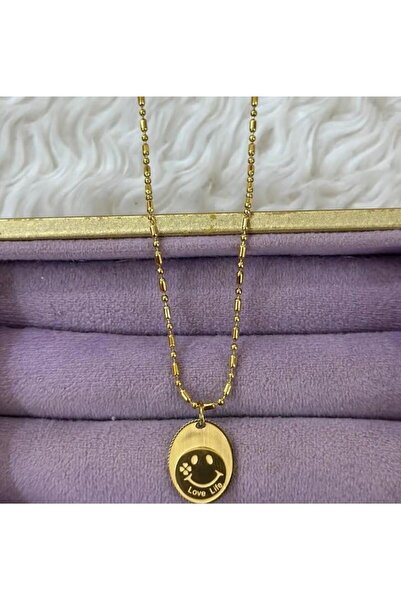 Store قلادة الابتسامة الفولاذية المقاومة للصدأ - سلسلة دوريكا الذهبية مع شكل ...