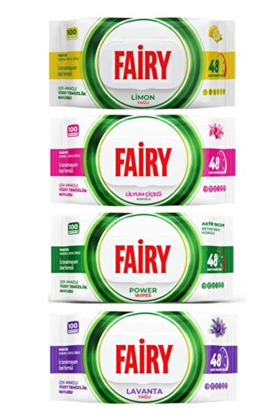 Fairy Set of 4 Fairy Wet Wipes, Universal, with Vinegar and Bicarbonate, 100 ...