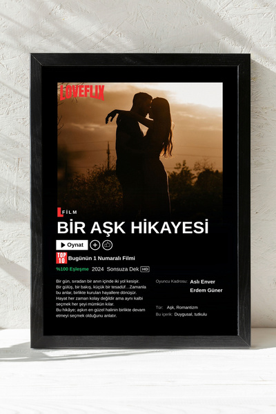 CKA Tasarım Kişiye Özel Fotoğraflı Loveflix Film Posteri Tasarım Tablo, Sevgi...