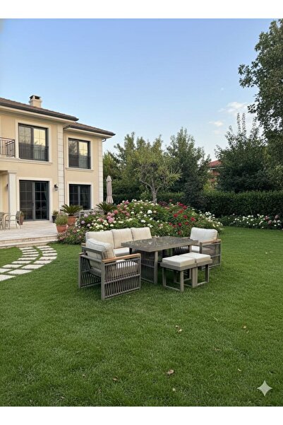 Cey -Acrux Alüminyum Bahçe Balkon Takımı (İroko Ahşap Detaylı)