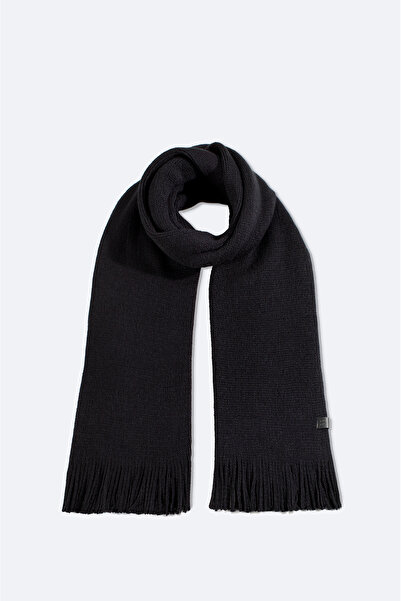 Avva شال أسود أساسي مزين بشراشيب للرجال A52Y9401