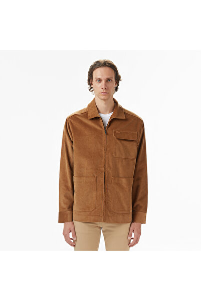 Lacoste Erkek Relaxed Fit Fermuarlı Kahverengi Dış Gömlek