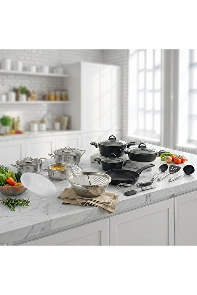 Aryıldız All in One 22 Parça Çelik & Granit Çeyiz Seti